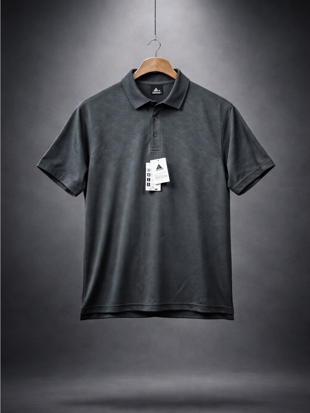 Classic Charcoal Men's Polo Shirt with Collar and Three-Button Placket